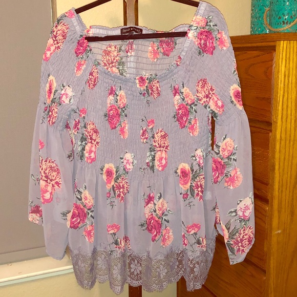 Derek Heart Tops - Off the shoulder floral blouse